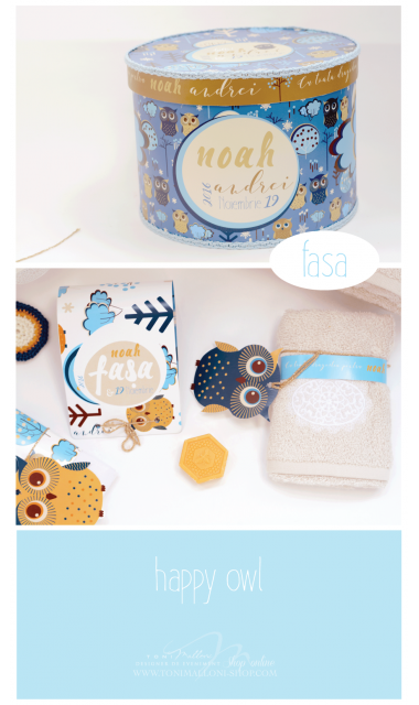 Trusou de botez cu broderie personalizata pentru baieti, Owl Baby Boy 2